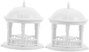 Uonlytech 2pcs Miniature Pagodas Figurine: European Round Fence Gazebo 1/100 Scale DIY Pavilion Model Miniature Dollhouse Furniture for Bonsai Zen Garden Accessories
