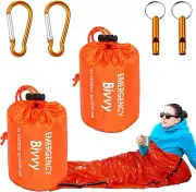 2 Pieces Bivvy Bag,Blanket Emergency Survival Sleeping Bag, Emergency Blanket, S