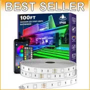 All-Weather 100ft LED Rope Lights - Bluetooth Controlled with Timer & Music Sync