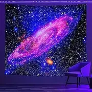 Psyhilar Blacklight Posters for Adults and Teens, Space Galaxy Backdrop UV Reactive, Black Light Tapestry for Boys Room (91 x 71 Inches)