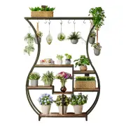 NNETMLT 6-Tier Plant Stand with Vase Shape Ladder Design, Rustic Brown