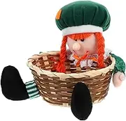 Luxshiny Patricks Day Candy Basket Irish Plush Gnome Shamrock Woven Storage Container for Table Centerpiece Versatile Decoration for Irish Festival Celebrations