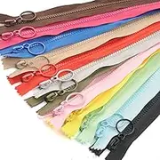 Colorful Resin Zippers 14pcs Non Separating With Ring Pulls #3 Plastic Lifting Pull Close-end for Clothes DIY Handbags Sewing Craft Bags Mixed 14 Colors (25cm) 10inch