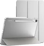 [JETech] Case for Samsung Galaxy Tab S10 FE / S9 FE 10.9-Inch, Slim Translucent Back Tri-Fold Stand Protective Tablet Cover, Support S Pen Charging, Auto Wake/Sleep (Silver)