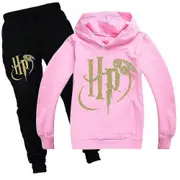 7-14 Years Kids Teens Harry Potter Pullover Hoodies Sweatpants Outfit Set Jogging Tracksuit Set Gifts -NMAOV Pink 9-10Years
