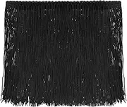 uxcell 10 Yards 6 Inch Chainette Fringe Trim Tassel Sewing Lace Trim Polyester Fringe Trim Ribbon for DIY Sewing Crafts Clothing Lamp Shade Decoration, Black