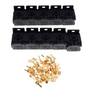 Car Auto 30a-80a Relay Bracket Terminal Case Holder Relay Base Holder 5 Pin Socket With 50pcs 6.3mm Black