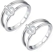 [LeCalla] Anchor Toe Ring - 925 Sterling Silver Adjustable Double Band Anchors Toe-Rings for Women | Mid Finger Bichhiya | Women's Nautical Anchor Jewelry Gifts| Indian Toe Rings (Pair)