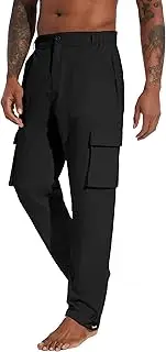 [SOIATOT] Mens Lightweight Hiking Cargo Work Pants Baggy Parachute Casual Pants Quick Dry Waterproof