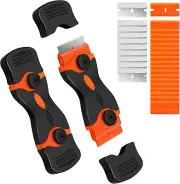 Razor Scraper, 2 Pack Double Edged Razor Scraper Tool with 30 Pcs Razor Blades,