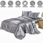 Queen Fitted Bed Sheets Satin Soft Silk Luxury Bedding Comfortable Sheet 4pc Set