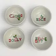 Ganz Holiday Ceramic Tidbit Bowls Decoration Nice-Good-Naughty-Jolly 4 Pack NEW