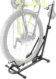 CyclingDeal Vertical Bike Floor Stand - Premium Quality Vertical & Horizontal Adjustable Bicycle Parking Rack - Safe & Secure for Storing MTB Road Bikes in Garage or Home - for Wheels Sizes up to 29"