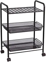 Storage Organiser Kitchen Shelves, 3layer Multifunction Wheeled Floorstanding Movable Shelving Unit Finishing Storage Shelves Black