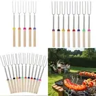 5/8/12Pcs Wooden Handle Barbecue Skewer Extendable Marshmallow Roasting Stick