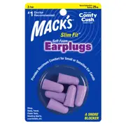 Mack's Slim Fit Soft Foam Earplugs 3 Pair Noise Reduction Rating 29db