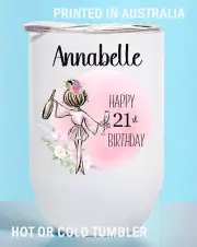 Personalised 21st Birthday Female Stemless Wine Tumbler Coffee Mug Birthday