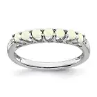 10K Solid White Gold Lab Opal Diamond 7 Stone Ring