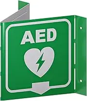 Stay Safe with our OSHA Compliant Folded Projecting AED Sign - 5"x7", 1mm Aluminum, Essential Workplace Safety Sign