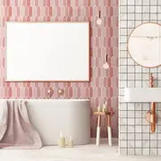 Arch shape Wall Stickers Water Resistant Wallpaper Removable Decal for Kitchen Bathroom -Pink