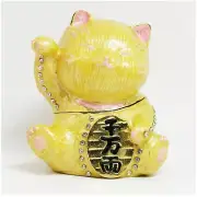 Bejeweled Enameled Trinket Box/Figurine With Rhinestones-Maneki Neko Lucky Cat