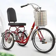 Outdoor 3 Wheel Adult Trike Bike Cycling Pedal with Shopping Basket Carbon Steel Frame Adult Tricycle for Shopping Exercise Recreation Picnic