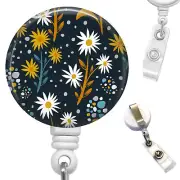 Flowers Floral Pattern Retractable Work ID Holder Badge Reel