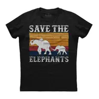 在飛比找蝦皮購物優惠-Save The Elephants 印花男式短袖棉質黑色 