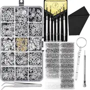 domoi Eyeglass and Sunglasses Repair Kit,Glasses Screws Kit and Nose Pads with 6 Pcs Screwdrivers and 3 Pcs Tools for Glasses