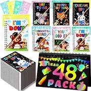 Motipuns Kindergarten Graduation Party Favors Bulk 144 Sets Scratch Party Favors for Kids 48 Scratch Notebook 48 Wooden Stylus 48 Drawing Stencil for Goodie Bags Stuffers Classroom Travel