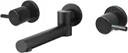 Decaura Bathroom Wall Sink Tap Set Basin Bath Swivel Spout Vanity Spa Bathtub Water Outlet with 1/4 Turn Twin Tap Faucet Brass (Matt Black)