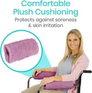 Vive Wheelchair Armrest Covers (Pair) - Memory Foam Sheepskin Pad for Office & T