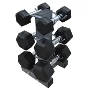 2.5-5-7.5kg Total 30kg 3 Pair Hex Rubber Dumbell Weight Set with YAX-8 Rack