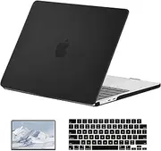 EooCoo Compatible with MacBook Air 13.6 inch Case 2025-2022 M4 A3240 M3 A3113 A2681 M2 with Retina Display, Plastic Hard Shell Case + Keyboard Skin Cover + Screen Protector, Matte Black