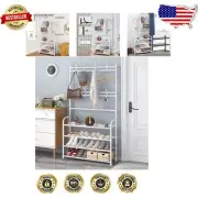 4-Tier Space-Saving Coat Rack with Shoe Storage – Stylish Entryway Organizer