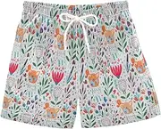 [RPLIFE] Swim Shorts for Boys, Anti Chafe Swim Trunks for Boys 2 T, Whimsical Spring Floral Sage