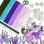 YEJIKJ Pipe Cleaner Flower Set, Tulip Bouquet Pipe Cleaner Set, 300 Pieces Pipe Cleaners for Crafts Flowers (6 Colours), Pipe Cleaners Flowers with Flower Ribbon, Gift Ribbon