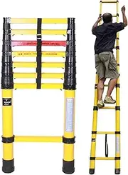 Fiberglass Extension Ladder 16.5ft/14.7ft/13ft/11.5ft/9.8ft/8.2ft/6.6ft, Telescoping Ladder, Extend Climb Telescopic Ladders for Home Roof Electrical Work