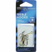 (3-4pk)-SouthBend Size 2 Bronze Strong Sharp Treble Fishing Hook JC19