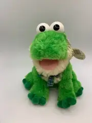 Walmart Sing Croak Frog Duck Hand Puppet Plush Green Yellow Bow NEW TAGS WORKS