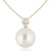 South Sea Pearl Pendant with Bezel-Set Diamond