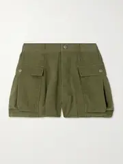 [R13] R13 - Bubble Herringbone Cotton Shorts - Army green - 25 25 Green