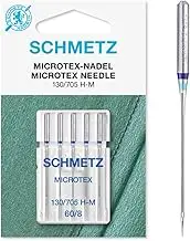 SCHMETZ | 5 Sewing Machine Needles | Microtex | 130/705 H-M | Size 60/8 | Suitable for Particularly Dense or fine Fabrics