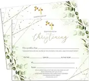 Baby Certificate for Church, Gold Greenery Baby Dedication Christening Certificates Gifts for Boys Girls, Church Baptism Gifts, 15