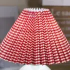 (Red Grid)E27 Lampshade Anti Dazzling Table Lamp Shade Fabric Bedroom Lampsha