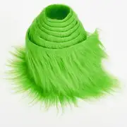 Faux Fur Plush Shaggy Fabric Precut Strips Craft Fluffy Fuzzy Gnome Beard Cosplay Costume Dwarf Decorations Green 5x152cm