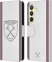 Head Case Designs Officially Licensed West Ham United FC Away 2023/24 Crest Kit Leather Book Wallet Case Cover Compatible with Samsung Galaxy S24 5G