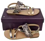 CARVELA Brink Ladies Gold Textured Strappy Flats Sandals MRRP £69.00