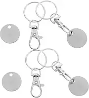[SEWACC] 4Pcs Hanging Trolley Token Keyring Metal Key Ring for Shopping Cart Portable Keychain for Keys Bags Backpacks Unique Design Strong Material