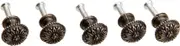 Dophee 5Pcs 0.67"x 0.59" Antique Brass Cabinet Knobs, Round Vintage Drawer Pull Knob, Jewelry Box Pull Handle, Antique Bronze Cupboard Wardrobe Flower Pattern Knob